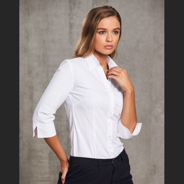 WINNING SPIRIT Women's Cotton/Poly Stretch 3/4 Sleeve Shirt Thumbnail